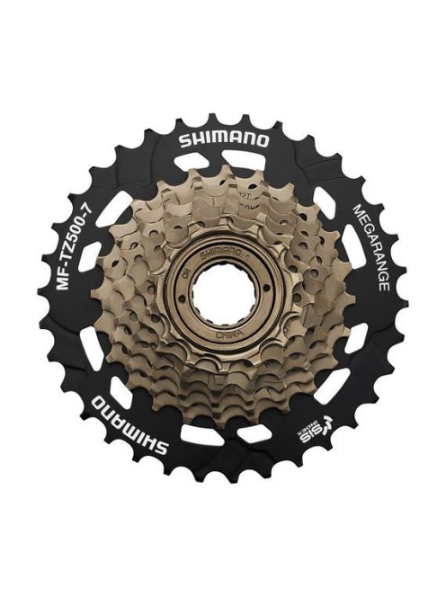 Pinion Filetat Shimano Tourney MF-TZ500, 7Vit, 14-34T, MEGA RANGE, Maro-Negru, fara ambalaj
